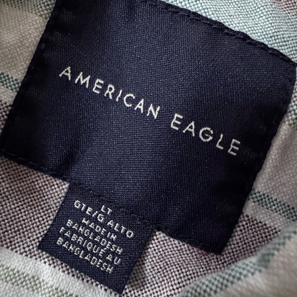 American Eagle Button Down Striped Shirt Men Size Large Tall - Picture 3 of 4